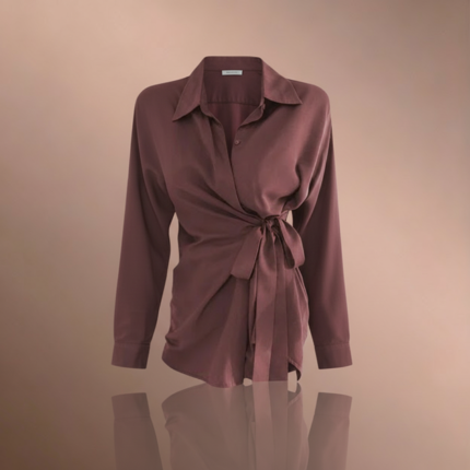 قميص فضفاض بربطة أمامية