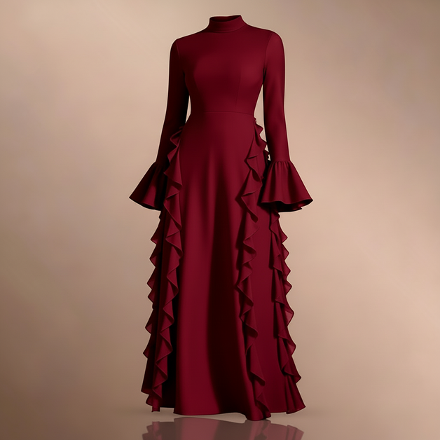 فستان مزين بكشكشة فستان مزين بكشكشة