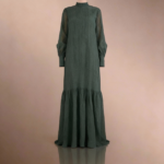 فستان كاجوال للنساء بياقة مندرين وأكمام طويلة