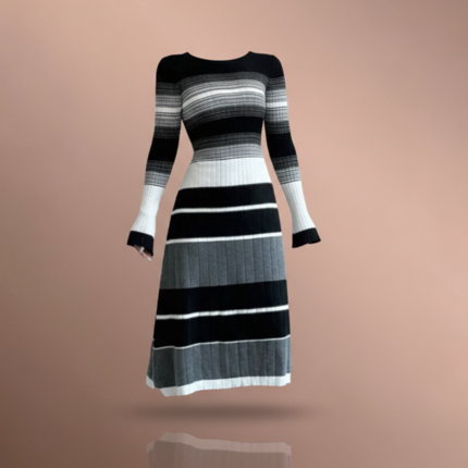 فستان وسط متموج بأكمام مموجة