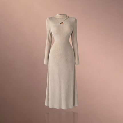 فستان نسائي بياقة على شكل فتحة المفتاح