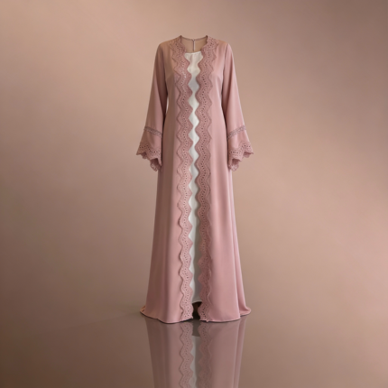 طقم عبايات مفتوحة مع تطريز دانتيل
