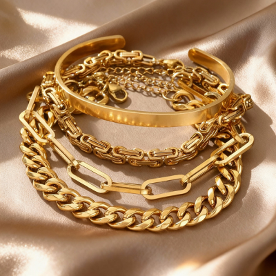 أساور نسائية مطلية بالذهب